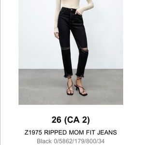 Never worn Zara black mom jeans size 26